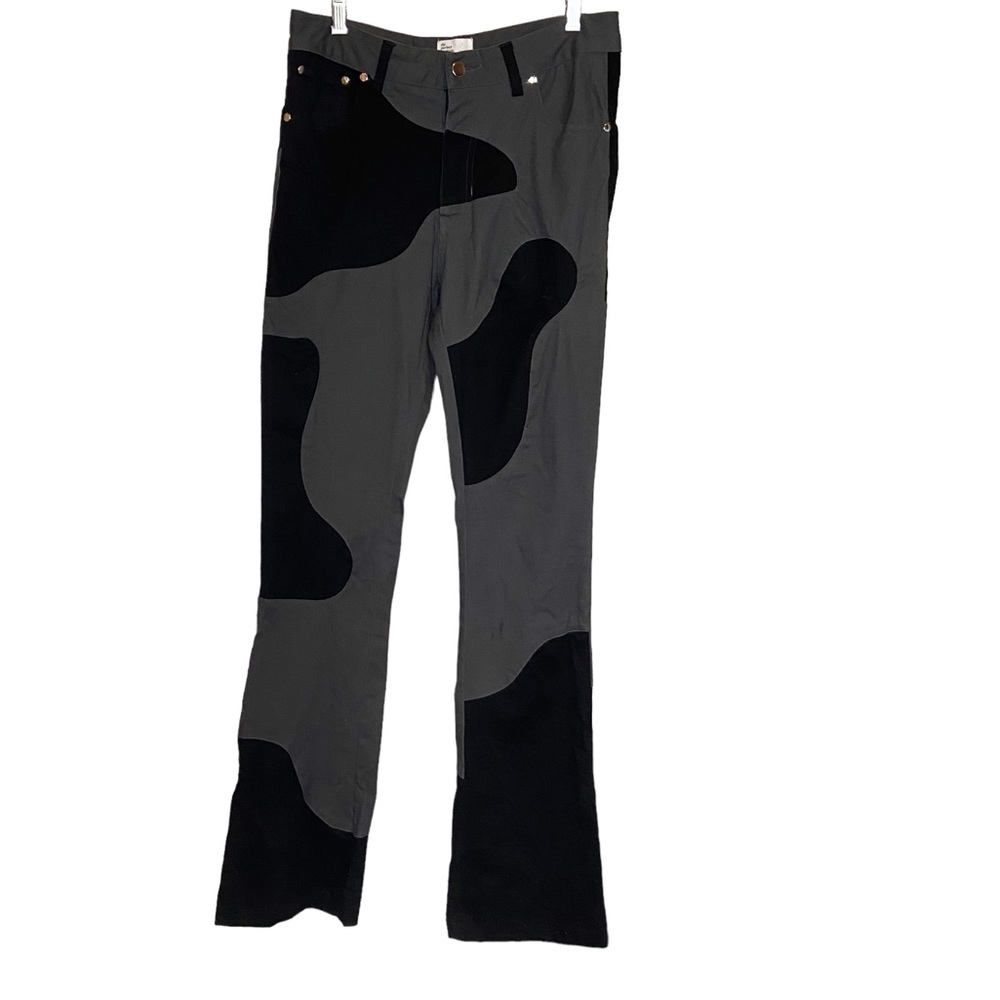EPTM Flare Leg Casual Pants Jeans Abstract Black Gray 30 Ladies
